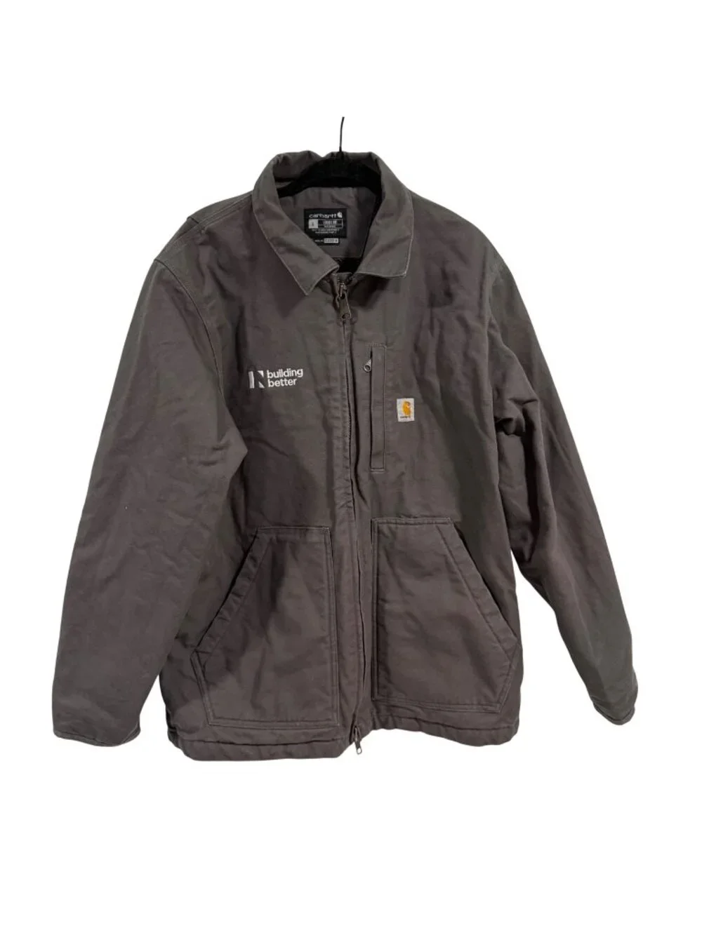 Carhartt Men's Washed Duck Sherpa-Lined Ridge Coat Loose Fit Gray Size L